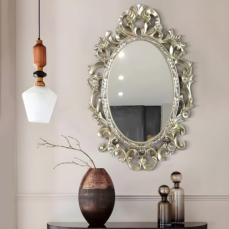 Lux Barocco Style Oval Silver Wall Mirror