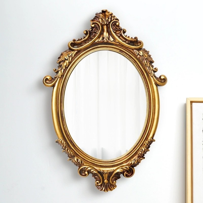 Vintage Barocco Style Oval Silver Wall Mirror