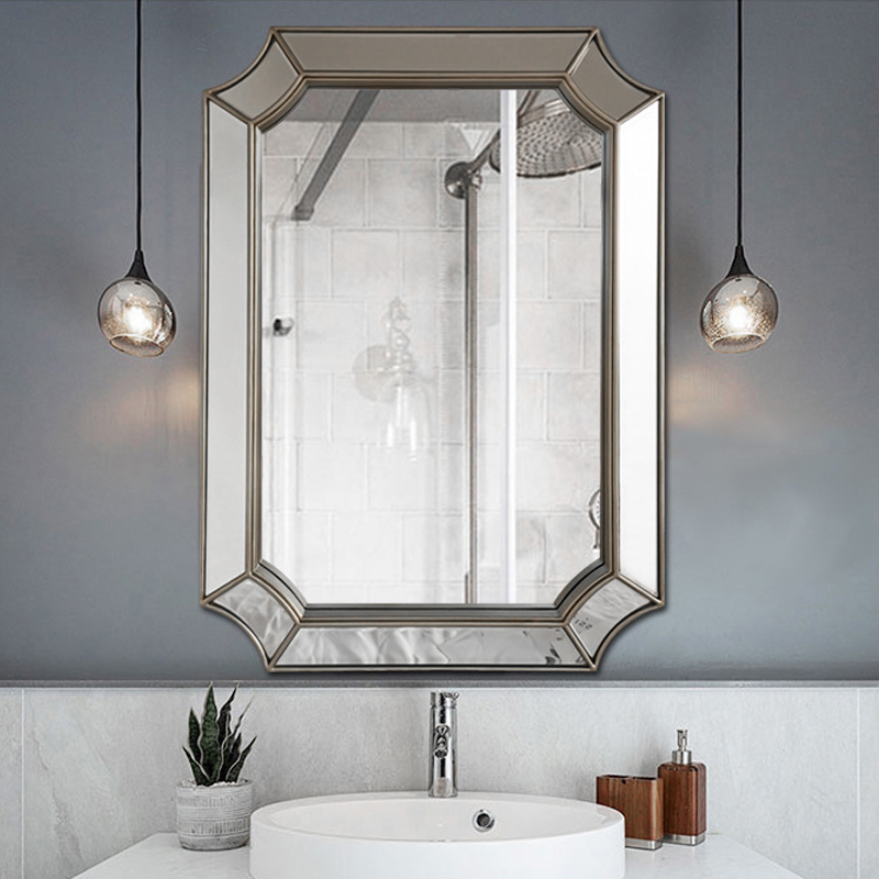  Framed Octagon Silver Wall Mirror 