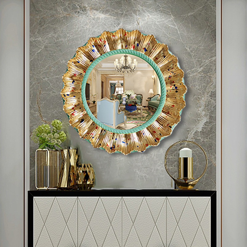 Colorful Sunburst Silver Wall Mirror