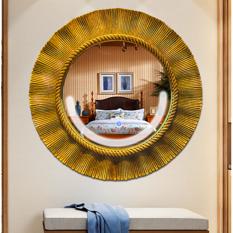 Vintage Round Wall Mirror with Silver Frame