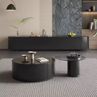 Modern Minimalist Curved Edge TV UNIT