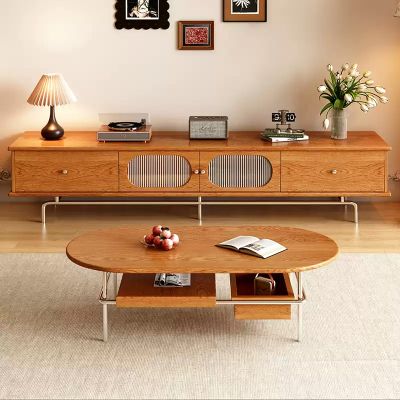 Modern Retro Bauhaus Solid Wood Oak TV Unit