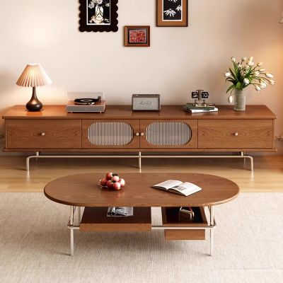 Modern Retro Bauhaus Solid Wood Oak TV Unit