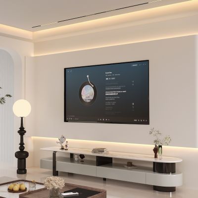 Modern Oval Sintered Stone Top TV Stand/TV Unit with Drawers & Open Shelves