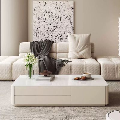 Modern Rectangular Coffee Table with Drawers