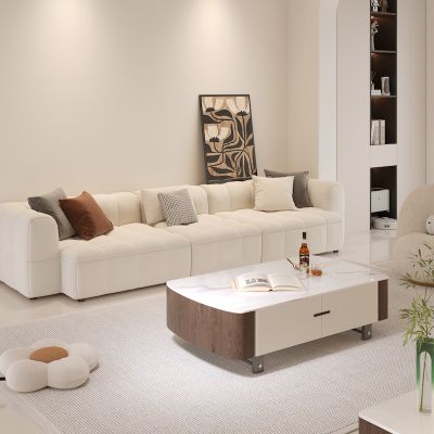 Stylish Tow-Tone Rectangular Coffee Table with Drawers