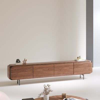 Contemporary Walnut Veneer Long TV Stand/TV Unit with Storage