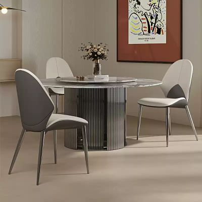 2PCS Modern Two-Tone PU Leather Dining Chair with Stainless Steel Legs More Colours Customisable