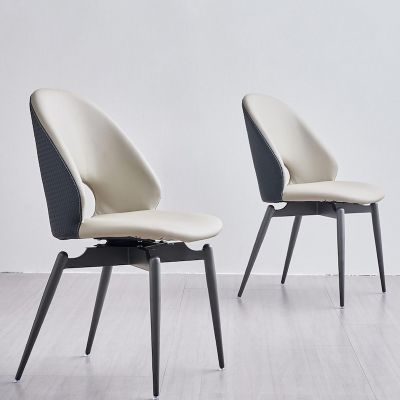 2PCS Cocoon Back PU Leahter Dining chairs with Stainless Steel Legs More Colours Customisable