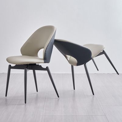 2PCS Cocoon Back PU Leahter Dining chairs with Stainless Steel Legs More Colours Customisable