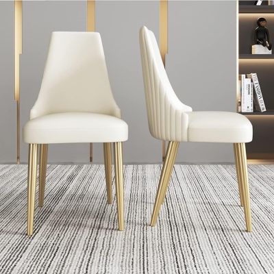 2PCS Modern PU Leather Dining chairs with Gold Stainless Steel Legs More Colours Customisable