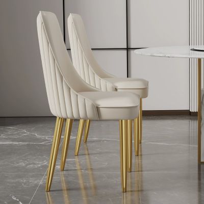 2PCS Modern PU Leather Dining chairs with Gold Stainless Steel Legs More Colours Customisable