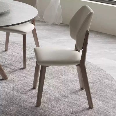 2PCS Modern Walnut PU Leather Dining Chairs More Colours Customisable