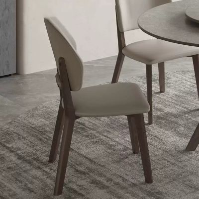 2PCS Modern Walnut PU Leather Dining Chairs More Colours Customisable