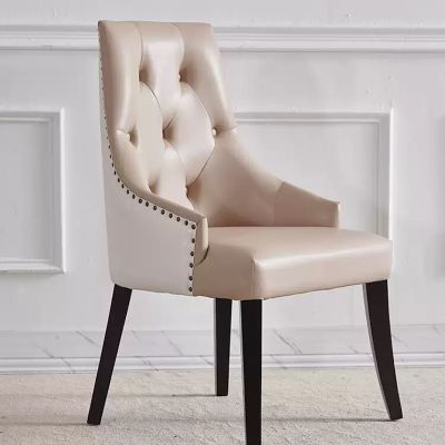 2PCS Luxury Tufted PU Leather Dining Chairs with Solid Wood Legs More Colours Customisable