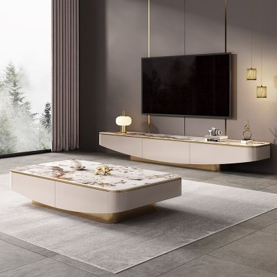 Sailboat Sintered Stone and Metal Base Coffee Table