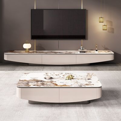 Sailboat Sintered Stone TV Stand/TV Unit with 3 Drawers and Metal Base