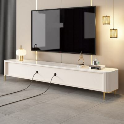 Beige Sintered Stone Metal Legs TV Stand/TV Unit with 4 Drawers and Cabinets