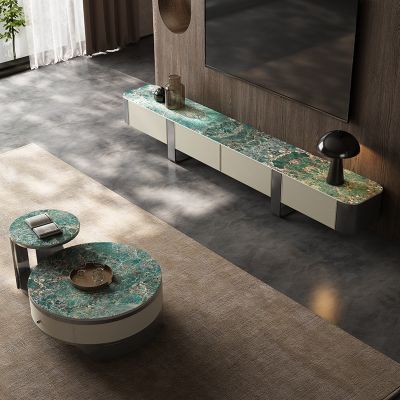 Lux Sintered Stone and Metal Rectangle TV Stand/TV Unit