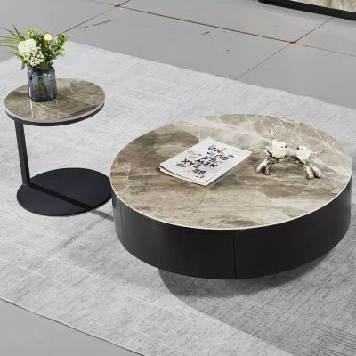 Italian Style Sintered Stone Round Coffee Table Set of 3