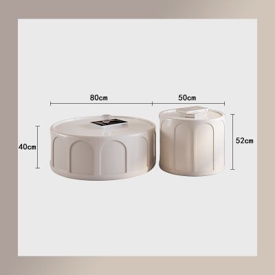 Creamy White Pumpkin Round Coffee Table Set of 2