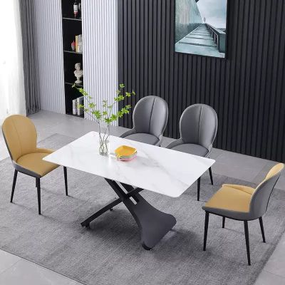 2PCS Curved Back PU Leather Dining Chairs with Metal Legs More Colours Customisable