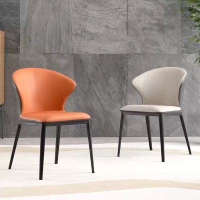 2PCS Modern Fan Back PU Leather Dining Chairs More Colours Customisable