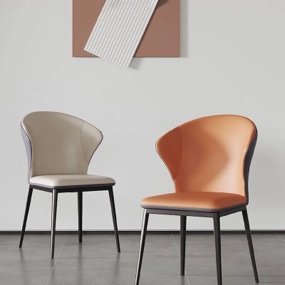2PCS Modern Fan Back PU Leather Dining Chairs More Colours Customisable