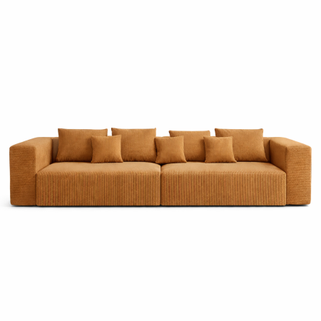 Solace Deep Modular Compressed Sofa 2 Seater Toasted Caramel Corduroy Front View