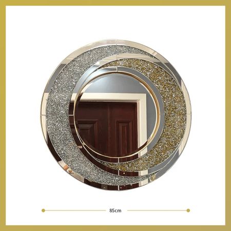Triple Round Crystal Galaxy Silver Wall Mirror