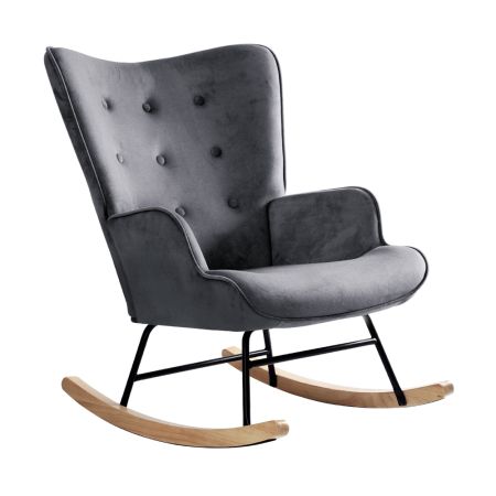 Rocking Chair Armchair Velvet Accent Chairs Fabric Upholstered