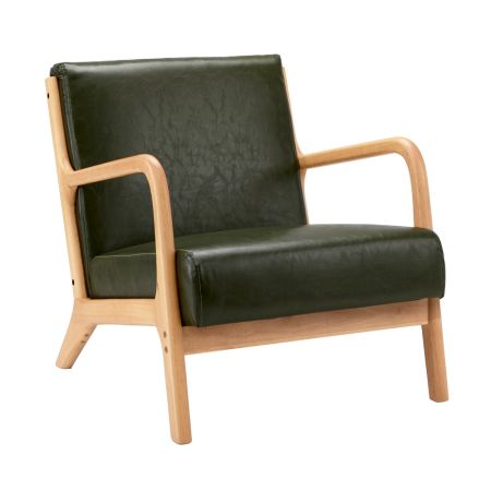 Armchair Lounge Chair Couches Sofa Wood PU Green