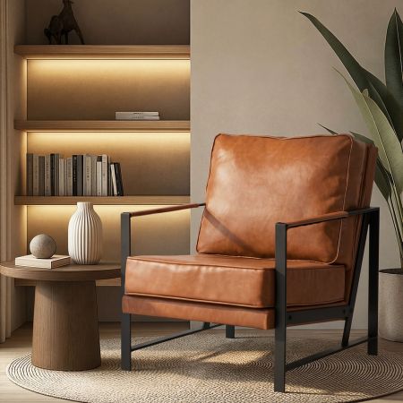Lounge Armchair Sofa Chair Faux Leather Accent Armchairs