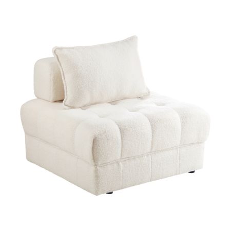Oikiture 1 Seater Boucle Modular Sofa Lounge Chair Armless White