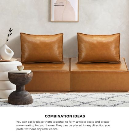 Oikiture Pu Leather Sofa Couch Brown