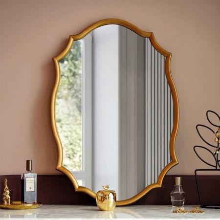 Scalloped Edge Oval Framed Silver Wall Mirror