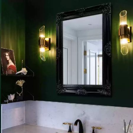 Vintage Retro Style Black Framed Silver Wall Mirror