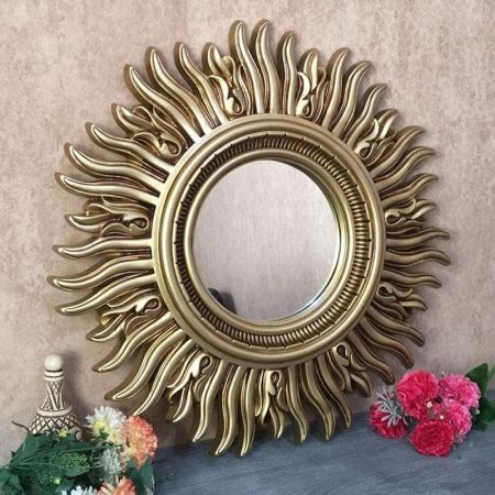 Vintage Sunburst Round Silver Wall Mirror