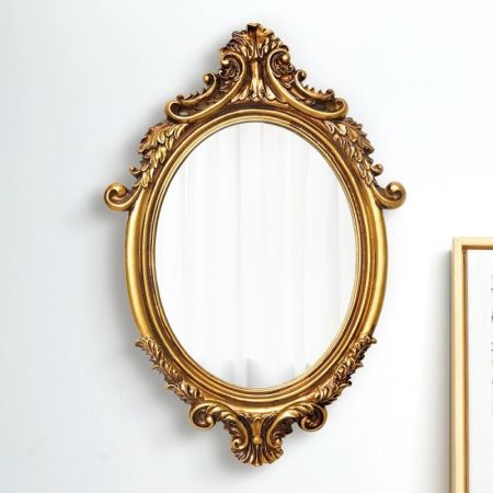 Vintage Barocco Style Oval Silver Wall Mirror