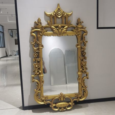 Oriental Baroque Pagoda Frame Gold Full Length Silver Mirror
