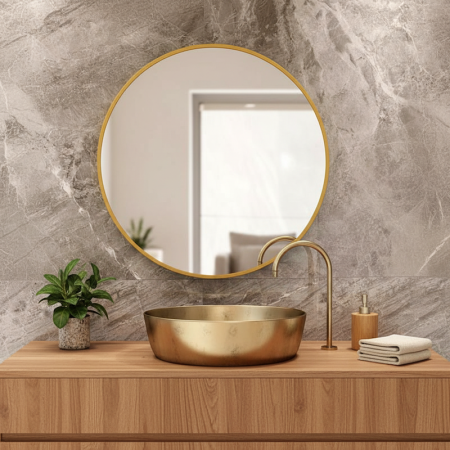 Minimalist Aluminium Alloy Frame Round Wall Mirror