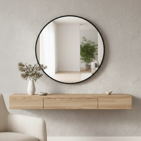 Minimalist Aluminium Alloy Frame Round Wall Mirror