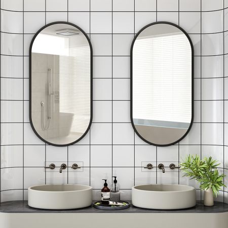 Minimalist Aluminium Alloy Frame Capsule Wall Mirror Full Length Mirror