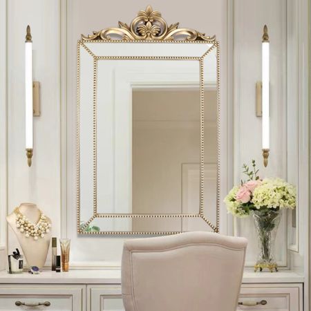 Dual Frames Baroque Rectangle Silver Wall Mirror