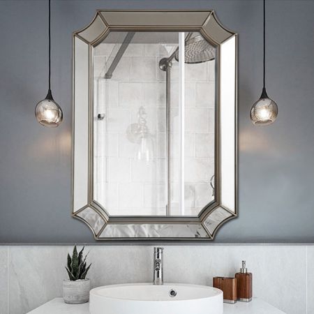  Framed Octagon Silver Wall Mirror 