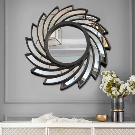 Sunflower Style Color Framed Round Silver Wall Mirror