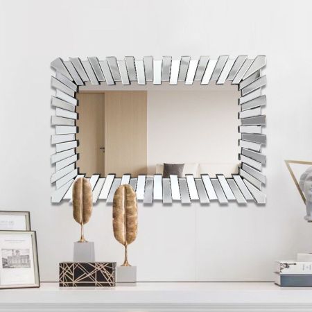 Silver Rectangle Wall Mirror with Mirror Frame Model A