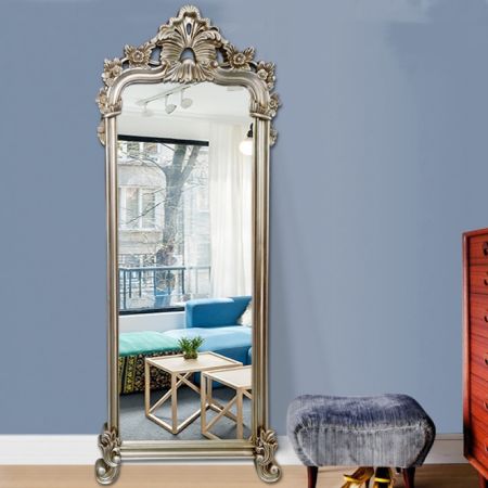 Full Length Silver Floor Mirror in Baroque Style