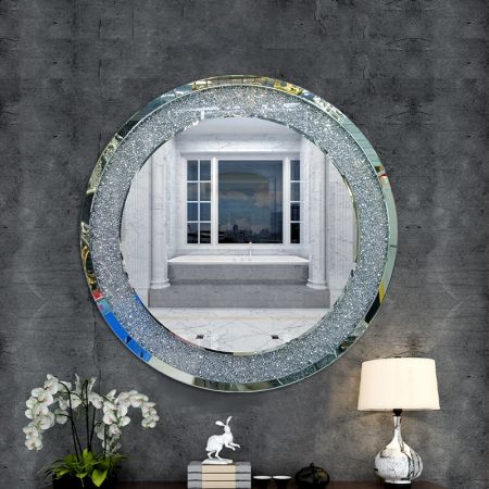 Crushed Diamond Silver Wall Mirror